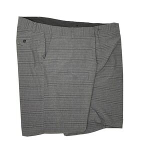 Burnside Shorts Men Sz 40 Flat Front Stretch 9'' Gray Striped Pockets